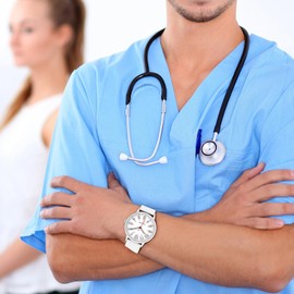 IBSO Nurse Watch for Nurse Medical Professionals Men Women Easy to Read Dial Wristwatches Silicone Band Second Hand Watches (102 White)