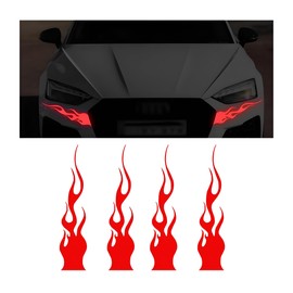 Zpana 4PCS Flame Car Reflective Sticker, 5.9'' Racing Sports Vehicle Stripe Decal, Waterproof Automotive Sticker Decoration Accessories, Universal for Off Road Motorcycles Golf Cart (Red)