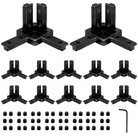 Seekliny 12pcs 4040 Hardware 3-Way Corner Bracket Angel Connector 4040 Aluminum Extrusion V-Slot Accessories T-Slotted with Screws for 4040 Aluminum Profile 3D Printer Frame Accessories Black