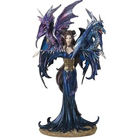 StealStreet SS-G-91276 Fairy Collection Pixie with Dragon Fantasy Figurine Figure Decoration , Navy Blue