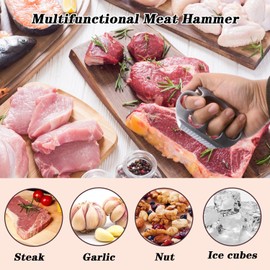 ALLWYOU Meat Tenderizer Hammer Stainless Aluminum Small Hand Meat Hammer Metal Meat Mallet Durable Meat Tenderiser Mallet Kitchen Tool Meat Smasher Meat Press for Steak Chicken Fish BBQ Tenderloin