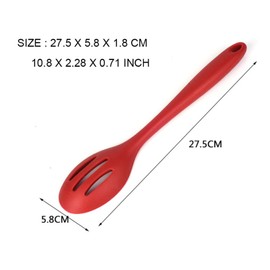 Silicone Nonstick Slotted Spoons Set 2,High Heat Resistant, Hygienic Design Cooking Baking Spoons Set for Cooking Stirring, Mixing and Serving,Red and Black with Color Box