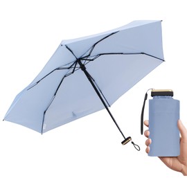 Real Star RST5056 Folding Umbrella, Ultra Lightweight, 6.7 oz (190 g), 6 Tiers Extendable, Compact, Front and Back Side, 20D High Density Fabric, Solid Color, Flat Design, Men's, Women's, Sun or Rain,