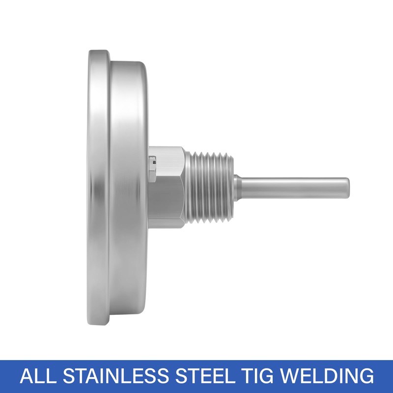 MEASUREMAN Hot Water Thermometer, 3" Dial, 2" Lead-Free Brass Stem,