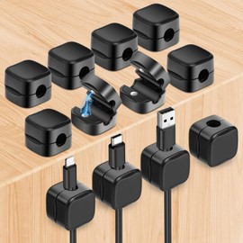 URAQT 12 Pack Magnetic Cord Holder Cable Clips Appliance Cord Organizer for Desk Cable Management Strong Adhesive Wire Cord Holder Keeper for Home Office Car Wall Nightstand Desk Cable Cord Organizer