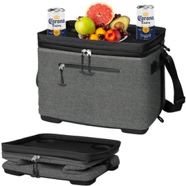 ADDIMOR 40Can Collapsible Cooler Box, Versatile Insulated Leakproof Cooler Bag with Hard Inserts and 4 Cup Holders, Large Ice Chest for Beach, Travel, Camping, Picnic