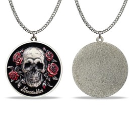 BHealthLife Memento Mori Pendant Necklace - Skull and Roses Design - Symbol of Mortality and Life Reflection, Gothic Jewelry for Men and Women