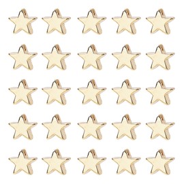PH PandaHall 60pcs 14K Gold Plated Star Beads 6mm Twinkle Star Beads Long-Lasting Spacer Bead Metal Brass Jewelry Charm for Baseball Necklace 4th of July Bracelet Earring Jewelry Making