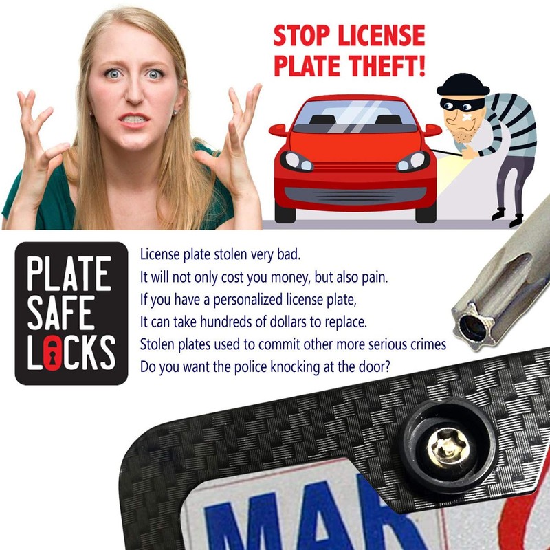 Aootf License Plate Screws- Anti Theft Car Plate Screws Bolts,