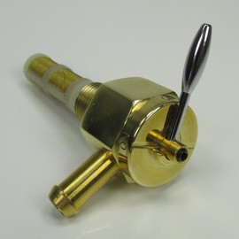 POLISHED BRASS Motorcycle 3/8" NPT HI-FLOW Petcock LEFT 90 Degree Fuel Outlet Valve - For 3/8" ID Fuel Hose - Replaces Pt # 62125-55B on PRE-1975 Harley FL FX XL Models
