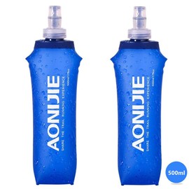 AONIJIE Paquete de 2 botellas de agua blandas de TPU plegables para paquete de hidratación para correr, senderismo, ciclismo, escalada (2 unidades – 500 ml)