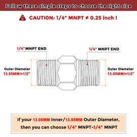 Kozelo 12pcs 1/4" NPT Female to 1/4" NPT Female Solid Brass Hex Nipple Hose Connector Pipe Leak Repair Bathroom Remodeling Tool Extension Compression Female Pipe Adapter