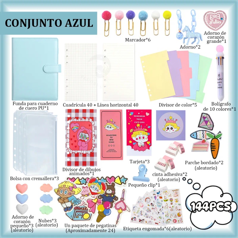 Kit Libretas Escolares Stickers Kawaii Papeleria Diy Regalo