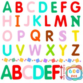 Alphabet Letters Foam Stickers, SEPGLITTER 600Pcs Colorful Self-Adhesive A-Z Alphabet Letters Foam Stickers for Kids DIY Classroom Craft Birthday Party Decorations