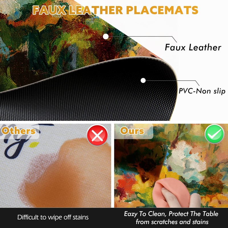 Painting Placemats Set of 6, Heat Resistant Place Mats for