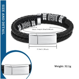 constantlife Viking Thor's Hammer Cremation Bracelet for Ashes for Men Braided Leather Wristband Cuff Bangle Memorial Urn Jewelry Funeral Keepsake Gift (Celtic Beads-Silver, 22cm)