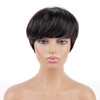 Huarisi Short Layered Pixie Cut Wig with Bangs Human Hair