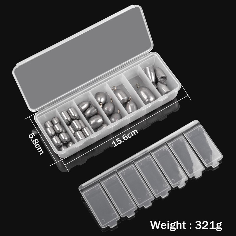 Assorted Fishing Egg Sinker Weights-42pcs/box Hollow Olive Shape Bass Casting