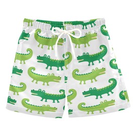 Pigsaly Cartoon Crocodiles Boys Swim Trunks Green Alligator Toddler Beach Board Shorts Baby Summer Bathing Suit L