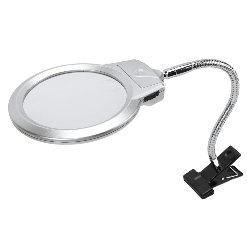 LED Illuminating Magnifier with Clamp Optical Lens Adjustment Hose Magnifying