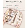 Vlando Travel Makeup Bag,Toiletry Bag for Women PU Leather Open