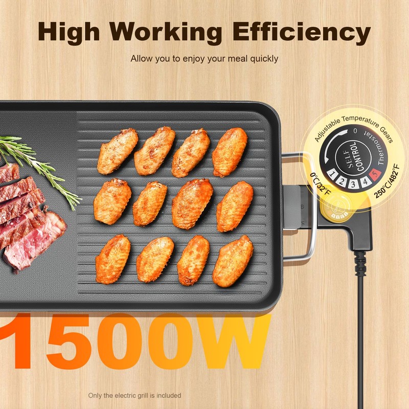 Electric Griddle Teppanyaki Grill 26" 1500W Nonstick Indoor Outdoor Table