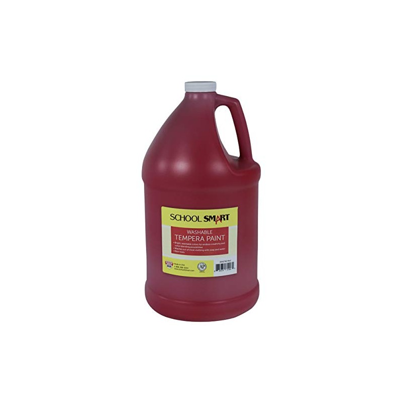 School Smart Washable Tempera Paint, Gallon, Red