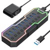 ZIUMIER Powered USB Hub, 10 Ports USB 3.0 Hub with