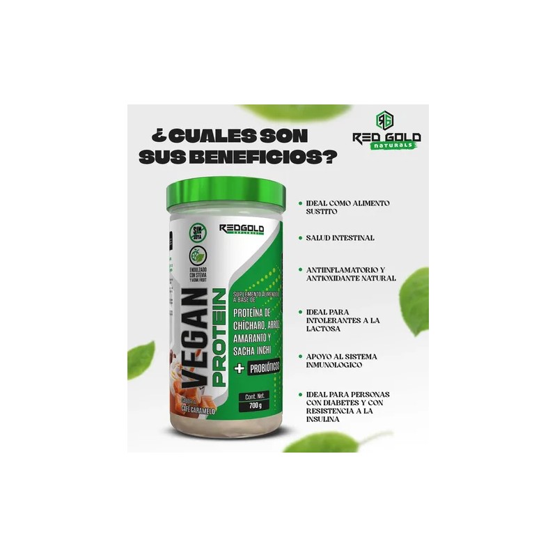 Vegan Protein Naturals Café Caramelo 700gr Red Gold Naturals