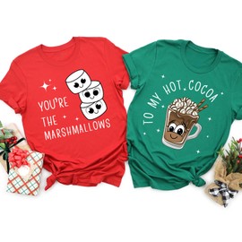 Funny Matching Couples Christmas Shirts, You're the Marshmallows T-Shirt, To My Hot Cocoa T-Shirt, Wife Husband Holiday Outfit, Christmas Gift (ADULT 2XL, RED, You are themarshmallows)