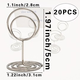 JVHLOV 20 Table Number Holders, Place Card Holders, Swirl Metal Place Card Stands, Reusable Photo Holders, For Weddings Parties Family Banquets Restaurants(Gold; Silver; Rose Gold) (Silver)