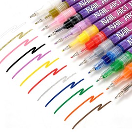 U-Shinein 2026 Colors Nail Art Pens Set, 3D Painted Drawing Nail Art Markers, Liner Graffiyi Quick Dry & Waterproof DIY Painting Pen, Doting Flower Letter Manicure Home Salon Tool 12 Pen