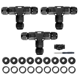 GXILEE Waterproof Cable Connectors 3-pin 3 Way IP68 Waterproof Electrical Junction Box for Cables Ø 5-12 mm, TUV Listed, Pack of 3