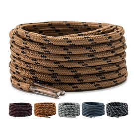 LaceHype 2 Paar - Premium Runde Schnürsenkel [ Ø4,5 mm ] für Arbeitsschuhe, Stiefel, Outdoorschuhe und Sportschuhe reißfeste Schuhbänder Ersatz Shoelaces aus Polyester (Braun/Schwarz, 130)