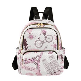 Yasala Women Fashion Backpack Paris Eiffel Tower Pinks Lover Sturdy Daily Bag Compact Regular Bag Diaper Bag