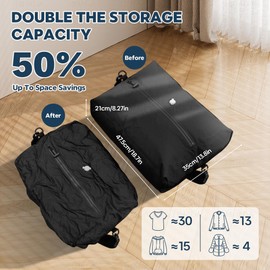 Vacuum Bags for Travel Luggage with Wireless Pump, Travel Pack Vacuum Kit for Carry On Suitcases and Backpack, Vacuum Seal Packing cube for Cloth Packing (2PC + PUMP)