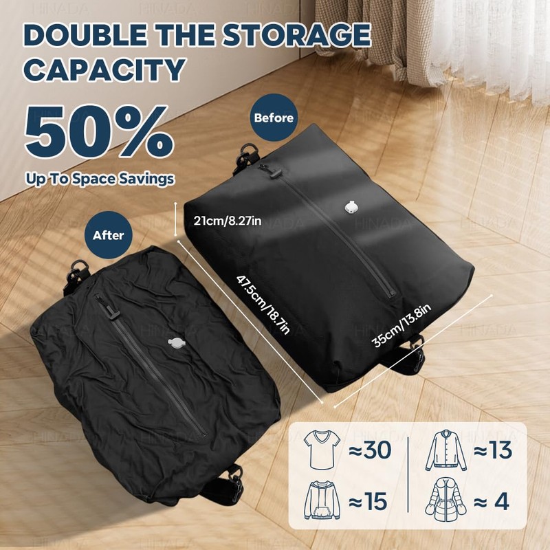 Vacuum Bags for Travel Luggage with Wireless Pump, Travel Pack