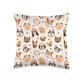 Animal Lover Paw Print Countryside Footprint All Over Various Lover Theme Owner Dog Paw Throw Pillow, 16x16, Multicolor