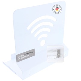foto-kontor Wall Mount Compatible with AVM FRITZBox 6690/6591 Modem Sturdy Metal Router Holder with Cable Management Protection Against Overheating White