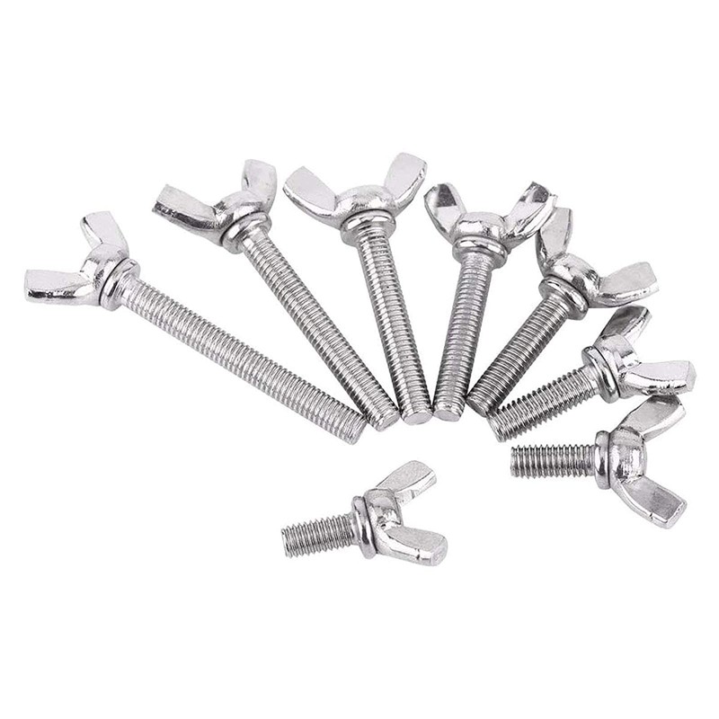 10 Pcs M8 Carbon Steel Zinc Plating Wing Butterfly Screws