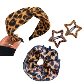 Knotted Headband For Women Stylish Top Knotted Headbands Wide Headbands for Women Hair Scrunchies Hair Accessories (Leopard print, Uniform size)