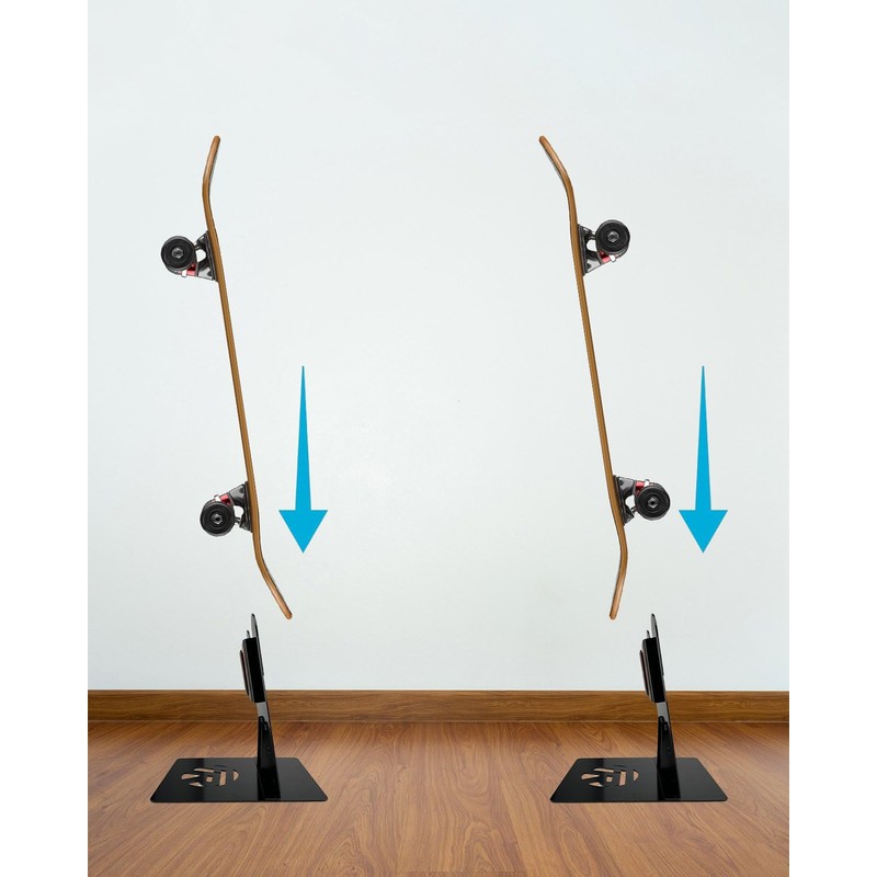 FEYRUN Portable Skateboard Floor Stand, Dual View Storage and Display
