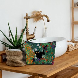 Zomhix Black Cat Makeup Bag, Black Cat Gifts, Floral Cat Cosmetic Bags Toiletry Bag, Cat Gifts for Women Cat Lovers, Cat Mom Gifts, Cat Lady Gifts, Funny Cat Makeup Bag