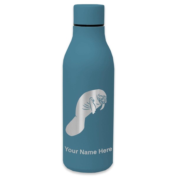 LaserGram Double Wall Stainless Steel Water Bottle, Manatee, Personalized Engraving