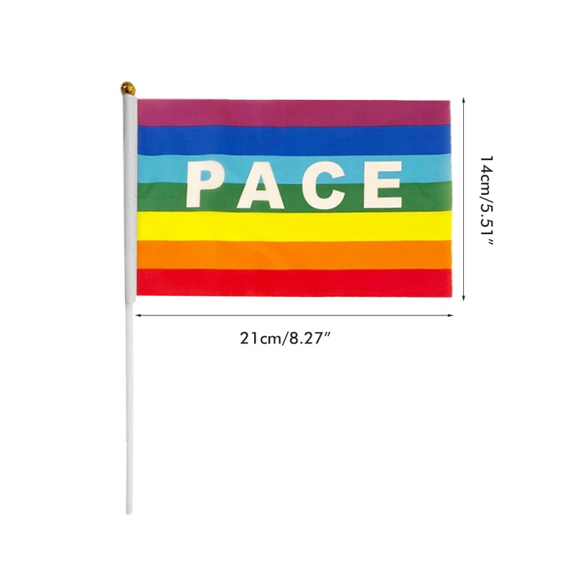 50/100Pcs Mini Peace Flag Rainbow Pacifist Flag Hand Held Polyester