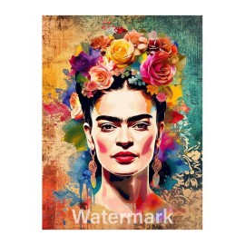 Unbranded Frida Kahlo Spring Flowers Cotton Fabric Quilt Block Free Shipping (38B - 3" x 4"