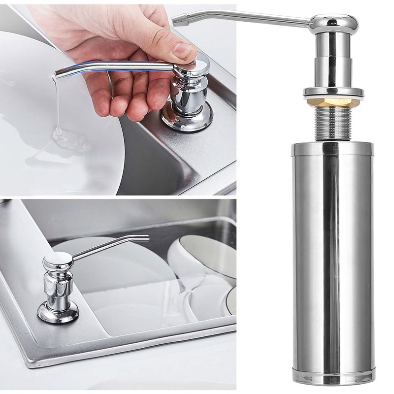 300ml Stainless Steel Soap Dispenser Liquid Detergent Hand Pump for