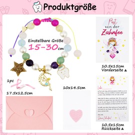 Tooth Fairy Gifts Girls, Tooth Fairy Postcard, Pearl Bracelet Milk Tooth Surprise Gifts, Guardian Angel Tooth Lost Gift Idea, Birthday, Christening, Christmas, Courage for Daughter, Niece, Godchild