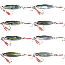 OHF Metal Jig Set 20g 30g 40g Slow Jigging Live Color with Assist Hook 8 Piece Set (40g / 8 Color Set) (OHF メタルジグ セット 20g 30g 40g スロー ジギング ライブカラー アシストフック付き 8個セット (40g / 8色セット))