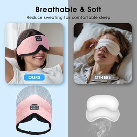 LOVE EYE Sleep Mask, 3D Eye Mak Sleep for Side Sleepers Women Men, Breathable Light Blocking Sleeping Mask, Sleep Headphones Soft Lightweight Eye Cover for Travel, Night Work, Nap, Office (Pink)
